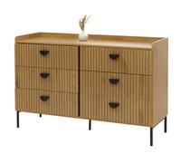 Commode HWC-O39, Armoire Highboard, 6 tiroirs Mélamine MDF 80x120x44cm naturel