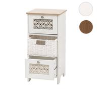Commode HWC-O75, meuble à tiroirs, 3 tiroirs, tiroirs paniers, bois mélaminé 63x30x30cm blanc naturel