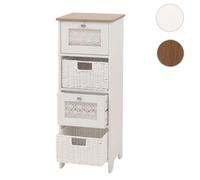 Commode HWC-O75, meuble à tiroirs, 4 tiroirs Tiroirs à paniers Bois Mélamine 82x30x30cm blanc naturel