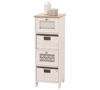 Commode HWC-O75, meuble à tiroirs, 4 tiroirs Tiroirs à paniers Bois Mélamine 82x30x30cm blanc naturel