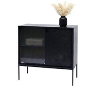 Commode HWC-O90, armoire buffet haut, rangements industriels portes coulissantes métal 85x80x45cm noir
