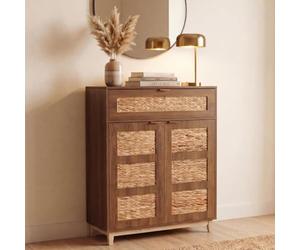 Commode HWC-P54, buffet armoire haute MDF mélaminé 115x80x35cm - marron