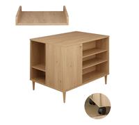 Commode îlot avec plan à langer et roulettes en option