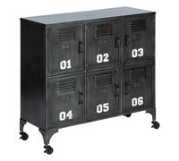 Commode Industrielle 6 Portes "Casiers" 90cm Noir