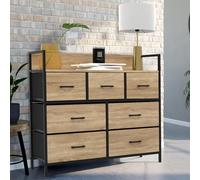 IDMarket - Commode 7 tiroirs en Tissu Utah 100 cm Meuble de Rangement Design Industriel