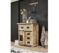 Commode Industrielle - Fer et Bois Massif de manguier laqué (Bois Naturel) - Railway #111