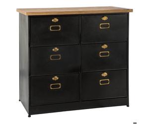 Commode ""Ivan"" métal noir 6 tiroirs - Atmosphera Créateur d'intérieur