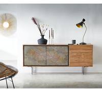 Commode Juwelo 175 cm acacia naturel avec placage de pierre
