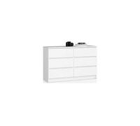 Commode AKORD K120 Blanche 120 cm 6 tiroirs façade Blanche 120x40x77 cm
