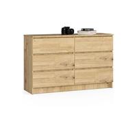 Commode K120 Chêne Artisan 120 cm 6 tiroirs façade Chêne Artisan 120x40x77 cm