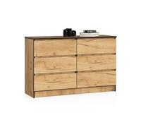 Commode K120 Chêne Craft 120 cm 6 tiroirs façade Chêne Craft 120x40x77 cm