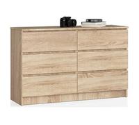 Commode K120 Chêne Sonoma 120 cm 6 tiroirs façade Chêne Sonoma 120x40x77 cm