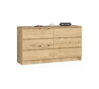 Commode K140 Chêne Artisan 138 cm 6 tiroirs façade Chêne Artisan 138x40x77 cm
