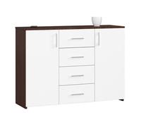 Commode K45 Wengé 110 cm 2 portes 4 tiroirs façade Blanche 4 étagères 110x35x80 cm