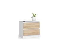 Commode k60 blanche 60 cm 2 tiroirs façade chêne sonoma 60x40x55 cm