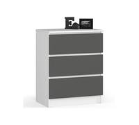 Commode K60 Blanche 60 cm 3 tiroirs façade Gris Graphite 60x40x77 cm