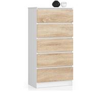 Commode K60 Blanche 60 cm 5 tiroirs façade Chêne Sonoma 60x40x121 cm