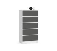 Commode K60 Blanche 60 cm 5 tiroirs façade Gris Graphite 60x40x121 cm