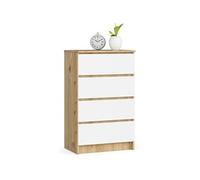 Commode K60 Chêne Artisan 60 cm 4 tiroirs façade Blanche 60x40x99 cm