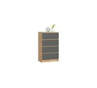Commode k60 chêne artisan 60 cm 4 tiroirs façade gris graphite 60x40x99 cm