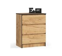 Commode K60 Chêne Craft 60 cm 3 tiroirs façade Chêne Craft 60x40x77 cm