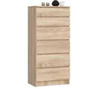 Commode - K60 - Chêne Sonoma - 6 tiroirs - Meuble de rangement - Style classique