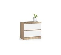 Commode k60 chêne sonoma 60 cm 2 tiroirs façade blanche 60x40x55 cm