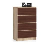 Commode K60 Chêne Sonoma 60 cm 4 tiroirs façade Wengé 60x40x99 cm