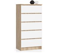 Commode K60 Chêne Sonoma 60 cm 5 tiroirs façade Blanche 60x40x121 cm