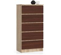 Commode K60 Chêne Sonoma 60 cm 5 tiroirs façade Wengé 60x40x121 cm