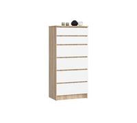 Commode k60 chêne sonoma 60 cm 6 tiroirs façade blanche 60x40x130 cm