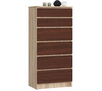 Commode K60 Chêne Sonoma 60 cm 6 tiroirs façade Wengé 60x40x130 cm
