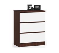 Commode K60 Wengé 60 cm 3 tiroirs façade Blanche 60x40x77 cm
