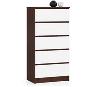 Commode K60 Wengé 60 cm 5 tiroirs façade Blanche 60x40x121 cm