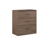Commode KASUAL 3 tiroirs aspect bois teinté noyer - 80x44xH88cm