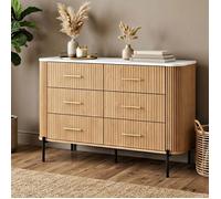 Commode Kokunse avec 6 tiroirs 120 x 42 x 78 cm effet chêne
