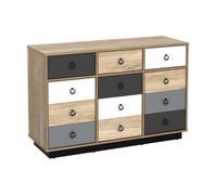 Commode KRYPTON - 3 tiroirs et 3 portes - Coloris : chêne blanc et gris