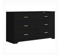 Commode latérale de rangement nizer avec larges tiroirs et poignées en métal doré pour chambre à coucher commode à 6 tiroirs