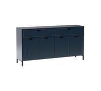 Commode LINNA LS-1 avec façade cannelée, 4 portes et 2 tiroirs, couleur : Indigo