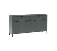 Commode LINNA LS-1 avec façade cannelée, 4 portes et 2 tiroirs, couleur : pierre verte