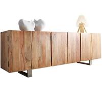 DeLife Commode Live-Edge Acacia Naturel 220 cm 6 Portes en Bois Massif Buffet Bord d'arbre