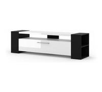 Commode Livia noiret et blanc brillant 45x160x40cm Blanc