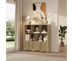 Commode Lukkodso 102 x 98 x 30 cm effet chêne moyen clair