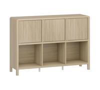 [en.casa] Commode avec 3 Portes à Montage Flexible Système Push-to-Open 6 Compartiments de Rangement Spacieux Intemporel Stable pour Salon Chambre Bureau Entrée MDF 77 x 110 x 30 cm Effet Chêne