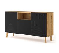COMMODE DE SALON LUXI 146x42x80cm CHÊNE NOIR MAT