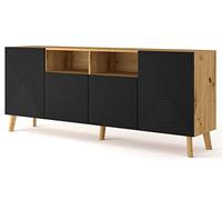 COMMODE DE SALON LUXI 195x42x80cm CHÊNE NOIR MAT