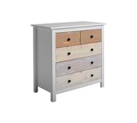 Commode MAGDA blanc et tiroirs multicouleurs en pin massif -