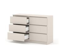 Commode MAJA 120 cm cachemire / sable-beige - meuble à 6 tiroirs, style moderne, idéal pour chambre, salon ou bureau