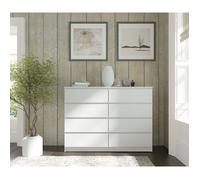 Commode MAJA 140 cm blanc mat - meuble à 8 tiroirs spacieux, design moderne pour chambre, salon ou bureau