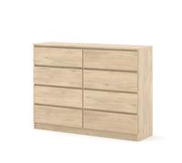 Commode MAJA 140 cm chêne Cremona - meuble à 6 tiroirs style moderne idéal pour chambre salon ou bureau